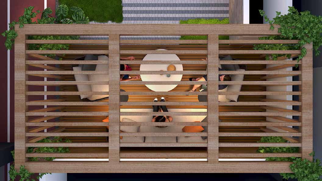 Pergola Seating on the rooftop, artist's impression