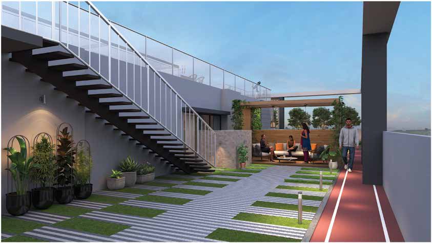 Tranquil Walking Path on the rooftop, artist's impression